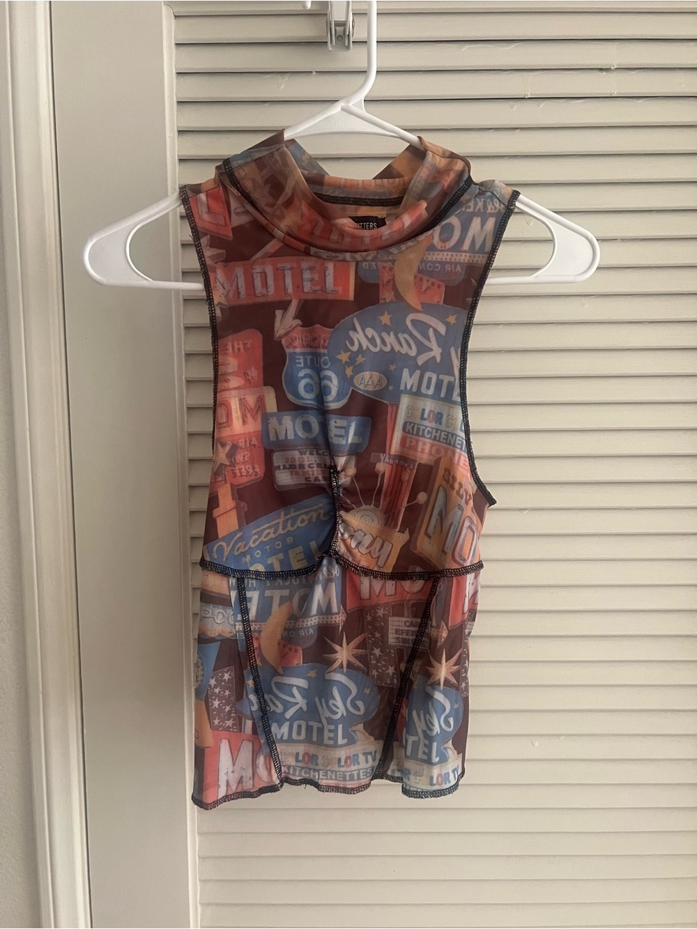Urban Outfitters mesh tank top with vintage graphics, size M
